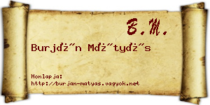 Burján Mátyás névjegykártya
